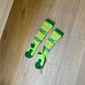 Green and Yellow Patterned Knee-High Socks